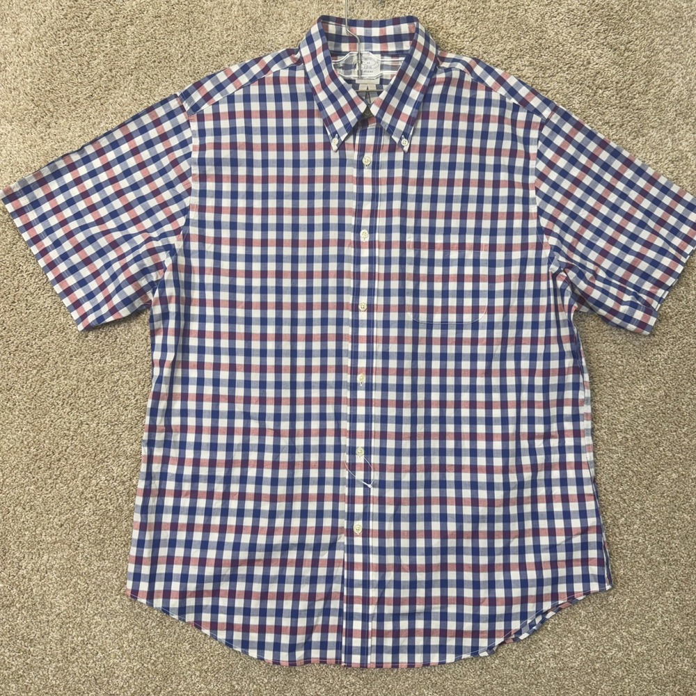 Brooks Brothers Shirt Mens XL Regent Blue Red Gingham Button Down EUC